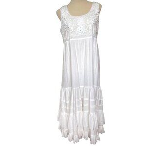 ANTEA womens maxi dress white cotton chest 40" beutiful condition